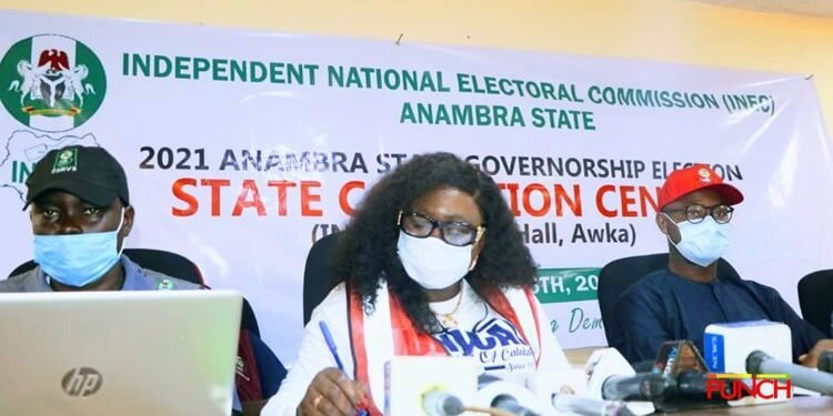 *Prof. Florence Obi, INEC Returning Officer for the Anambra Governorship election