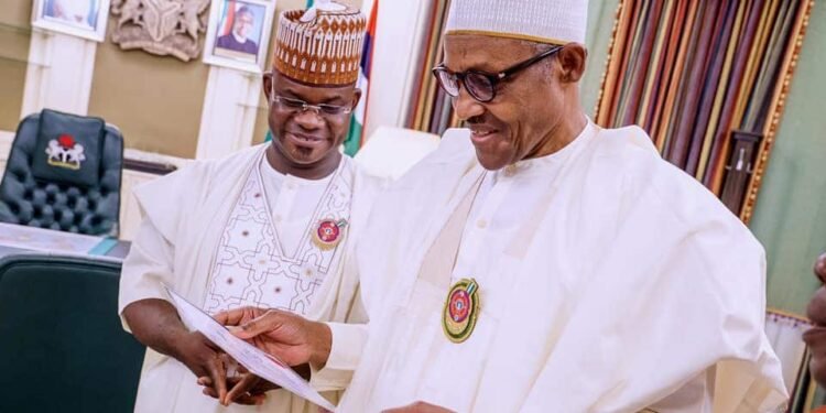 •President Muhammadu Buhari (r) and Kogi Governor Yahaya Bello (l).