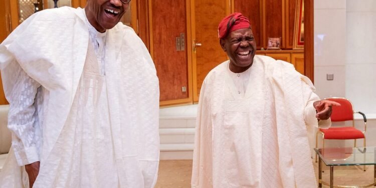 •President Muhammadu Buhari (l) and Chief Bisi Akande (r).