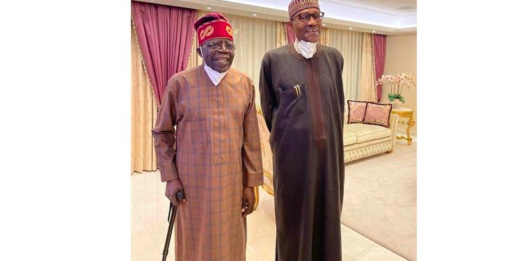 •President Muhammadu Buhari (r) and Alhaji Bola Ahmed Tinubu