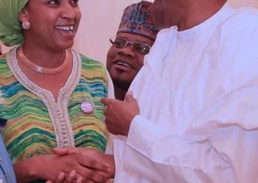 •President Muhammadu Buhari (r) and Hadiza Bala Usman (l).