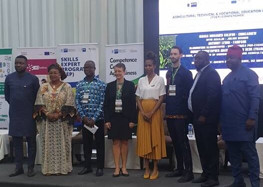 •L-R: Adeniyi Kazeem Adegoke (Panel moderator); Mrs Ruth Agbo, President, the Association of Women in Trade and Agriculture (AWITA); Issaka Mohamed Salifou of ComCashew Initiative; the Head of Corporation, EU Delegation, Delegation of German Industry and Commerce in Nigeria, Ms Cecil Tassin-Pelzer; Julius Berger’s Ms Asaaju Oyindamola; Anthony Lewis of Fairfood; Olorunfemi Oloruntoyin, Country Director, USDA West Africa PRO-Cashew; and Head Cashew Desk, Federal Ministry of Agriculture and Rural Development, Ohinoyi Christopher Adava at the TVET Cashew conference in Abuja recently.