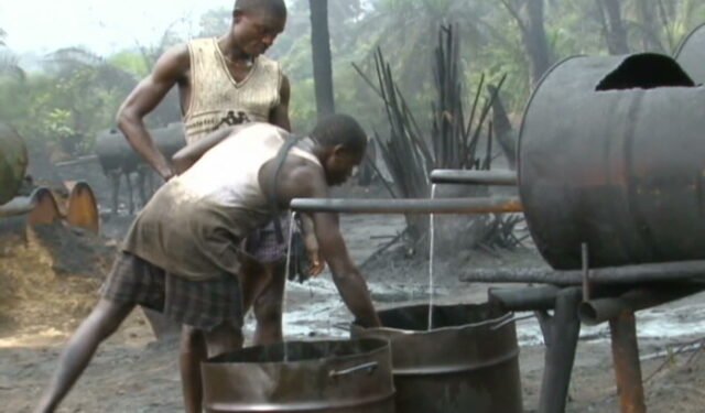 •One of the several sites of illegal refinery in Nigeria. PHOTO: CNN