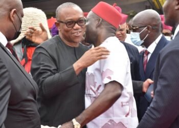 Peter Obi Hugs Soludo, Prophesizes ‘He’ll Do Well as Governor’