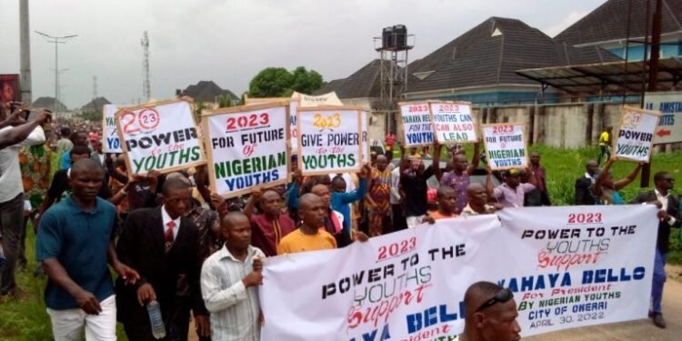 •Yahaya Bello supporters in Owerri