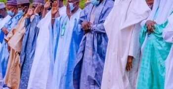 Buhari, Muslim Faithful Perform Eid-el-Fitr Prayer at Mambila Barracks