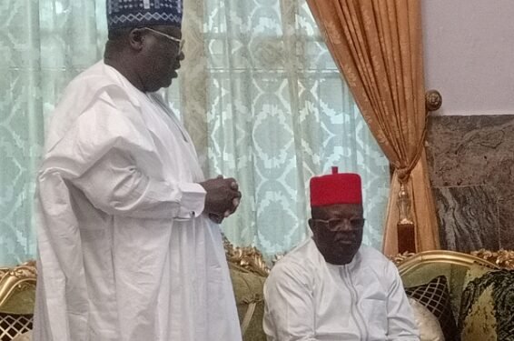 •Senator Lawan (l) and Gov Umahi (sitted).