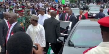 APC Convention Officially Kicks-off as Buhari Arrives Eagles Square