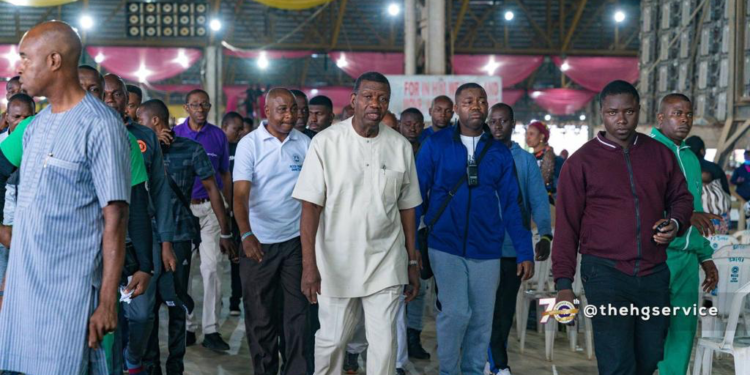 •Pastor EA Adeboye leading "a Prayer Walk" to mark RCCG's 70th anniversary celebration.