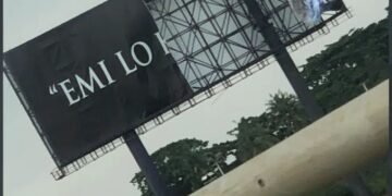 2023: Tinubu’s ‘Emi Lo Kan’ Campaign Billboard Vandalized in Lagos
