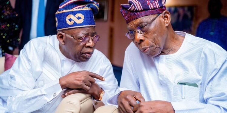 •Chief Olusegun Obasanjo (r) and Chief Bola Tinubu (l)