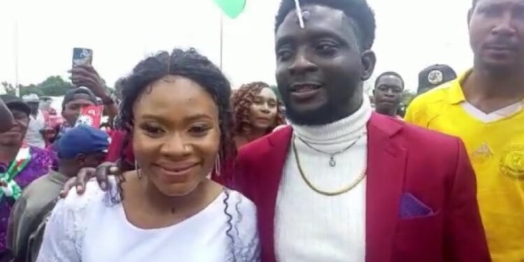 •Obidient couple Blessing and Desmond Adamson at Friday’s Abuja Mega Rally