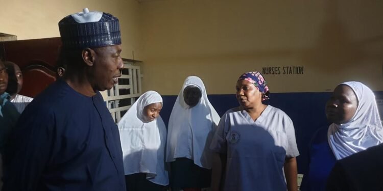 •Governor Zulum at the Bama hospital