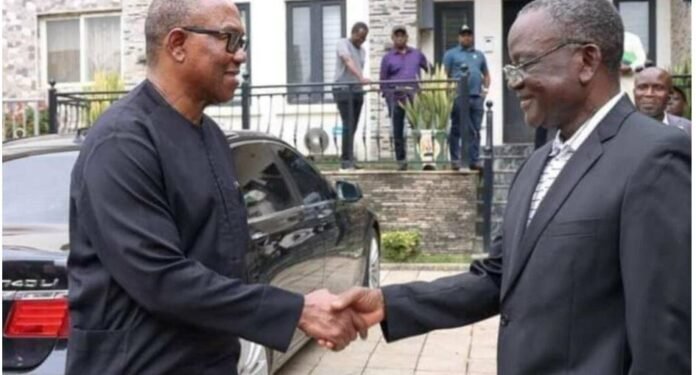 •Governor Sam Ortom of Benue State (r) and Mr. Peter Obi (l)...in Makurdi