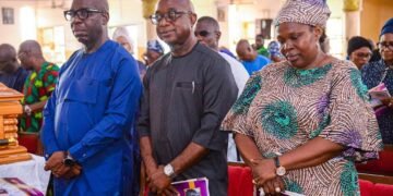 Obaseki Attends Funeral Mass of Late Cousin, Woodrow Stephen Otote 