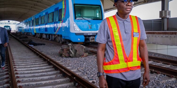 *Gov Babajide Sanwo-Olu on the light rail track