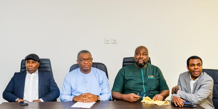 *L-R: Director, Risk Management, Central Bank of Nigeria (CBN), Abuja, Dr. Blaise Ijebor; CBN Benin Office Branch Controller, Mr. Renner Jumbo; Edo State Commissioner for Communication and Orientation, Hon. Chris Nehikare, and the Special Adviser to the Edo State Governor on Media Projects, Crusoe Osagie, during a press briefing in Benin City, on Tuesday, February 7, 2023.