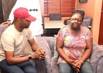 PHOTOS: Jandor Visits Woman Attacked During Election In Lagos