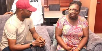 PHOTOS: Jandor Visits Woman Attacked During Election In Lagos
