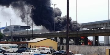 Just in: Fire razes Blue Rail Line station in Lagos