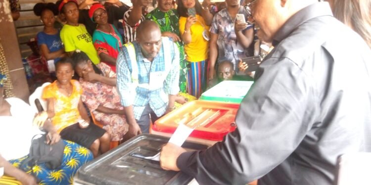 *Mr. Peter Obi casting his vote...25'02/2023