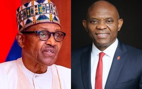 President Muhammadu Buhari (l) and Tony Elumelu (r)