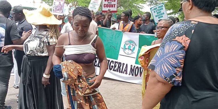 *The protesting women...over 2023 election in Nigeria