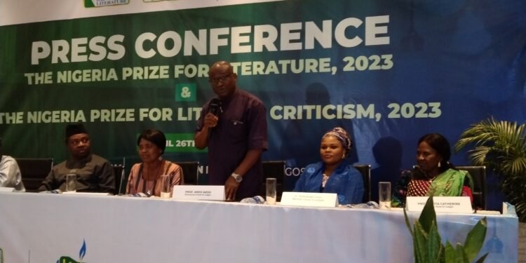 *Chairman, Panel of Judges for this year’s Literature and Literary Criticism competition, the Nigeria Prize for Literature, Professor Ameh Dennis Akoh, making a remark