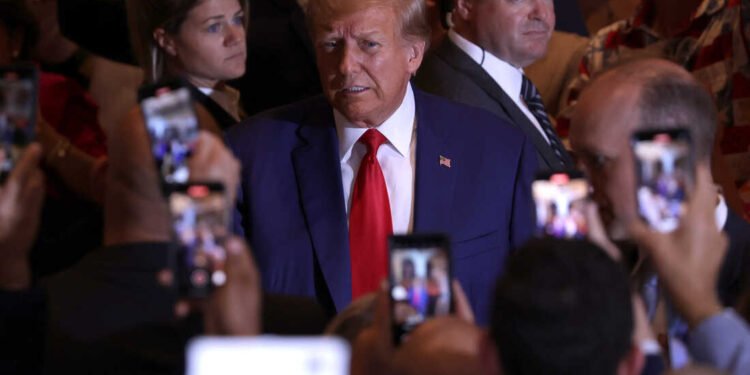 WEST PALM BEACH, FLORIDA - APRIL 04:  Former U.S. President Donald Trump arrives at an event at the Mar-a-Lago Club April 4, 2023 in West Palm Beach, Florida. Trump pleaded not guilty in a Manhattan courtroom today to 34 counts related to money paid to adult film star Stormy Daniels in 2016, the first criminal charges for any former U.S. president.  (Photo by Alex Wong/Getty Images)