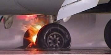 Panic as Plane Crash-lands, Tyre Bursts into Flame at Abuja Airport | METROWATCH