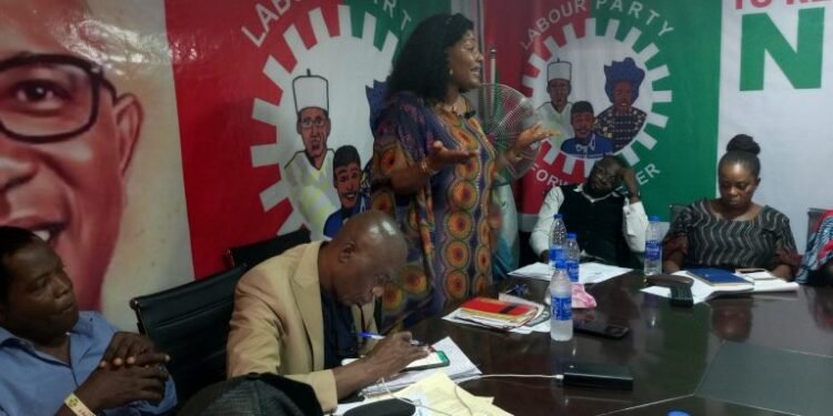 *Pastor Dayo Ekong and other Lagos State Labour Party Executive Committee addressing candidates of the party on Tuesday evening in Lagos.