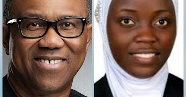 •Photo combination of Peter Obi and Aminat Yusuf