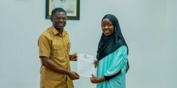 PHOTOS | Shaibu Honours Edo-born LASU 5.0 CGPA Record-breaker, Aminat Yusuf