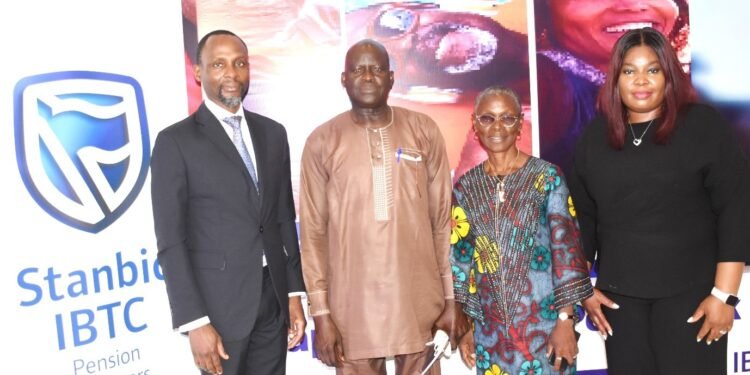 *L - R: Olumide Oyetan, Chief Executive, Stanbic IBTC Pension Managers; Apagu N Thliza, Department of Chemistry, Federal College of Education, Pankshin, Plateau State; Lydia Mark Julson, Head of Housing Unit, University of Jos and Yinka Johnson, Head, Business Development, Stanbic IBTC Pension Managers during the 2023 pre-retirement seminar for 
retirees organised by Stanbic IBTC Pension Managers in Jos, Plateau State.