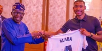 PHOTO: Tinubu Meets Nigerian-born Real Madrid Defender, Alaba in France | METROWATCH