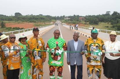 *Former governor of Anambra State, Peter Obi (m) inaugurating one of the many road projects he did as the state's helmsman.