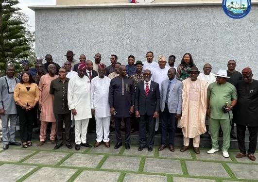 *NDDC managing director, Dr. Samuel Ogbuku , members of his management team and other stakeholders at a meeting...recently