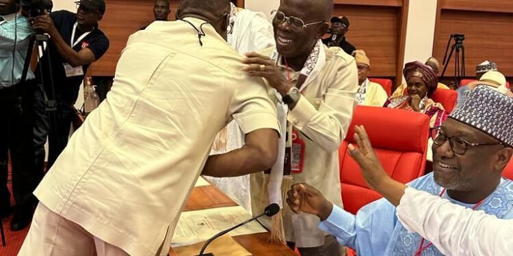 *Philip Shaibu and Senator Oshiomhole at an Abuja event in June