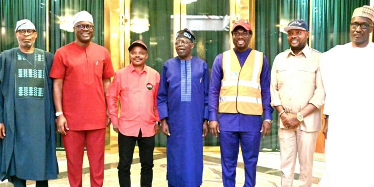 *President Bola Tinubu met with Labour Leaders today at the State House in company of NNPCL GMD, Mele Kyari