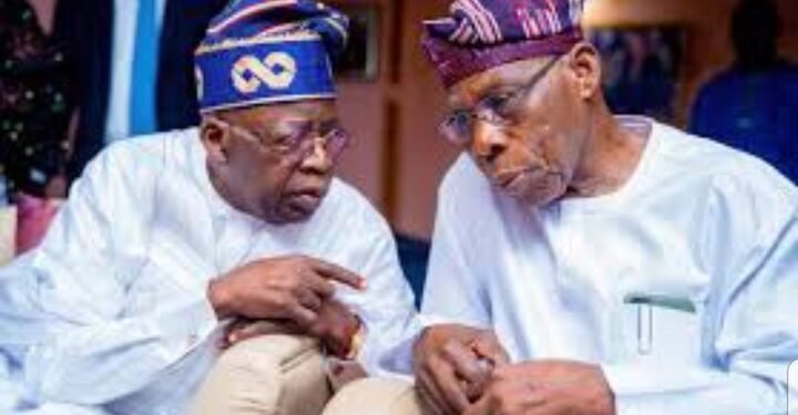 •Bola Tinubu (l) and Olusegun Obasanjo (r)