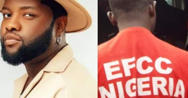 •Singer John Njeng-Ngeng (l) and an image with EFCC jacket