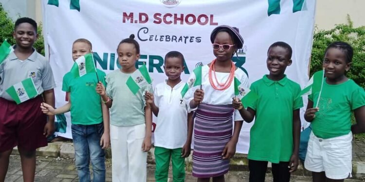 *Pupils of MD School, Lagos celebrating Nigeria's 63rd independence anniversary