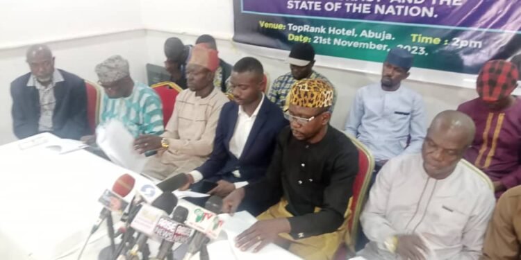 *Francis  Obinna, Convener of the coalition, addressing the press in Abuja.