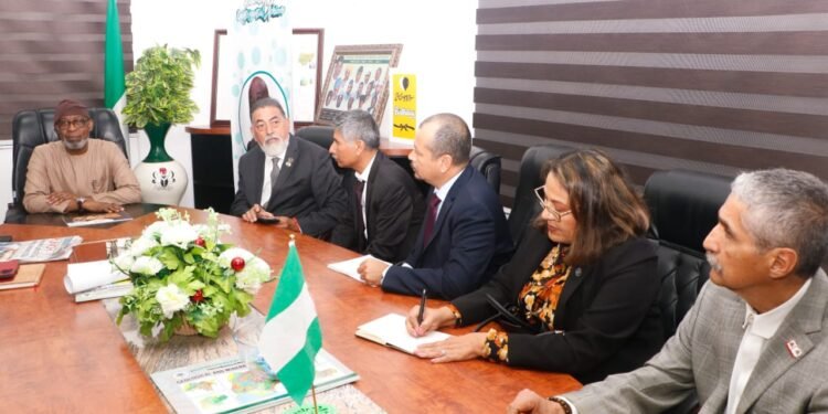 *L-R: President, Seccion Internacional Para Africa, Dr. Heriberto Garcia Cortes, Minister of Solid Minerals Development, Dr. Dele Alake and form. Nigeria ambassador to Mexico, Amb. Adejare Bello.