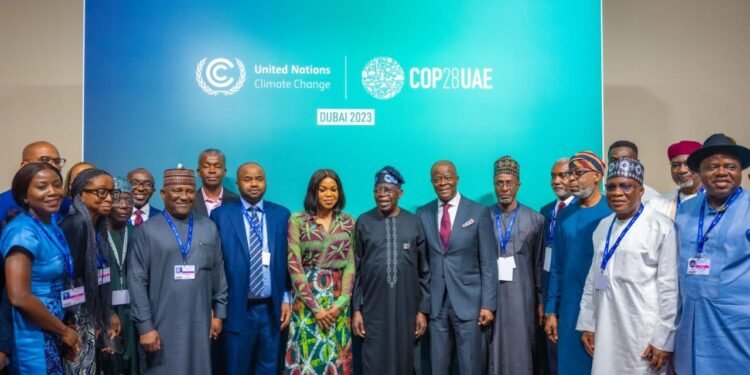 *President Bola Tinubu flanked by officials of the federal government at COP28