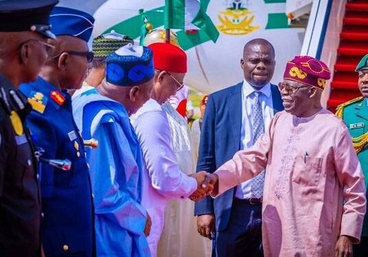 *President Bola Tinubu arriving from a foreign trip