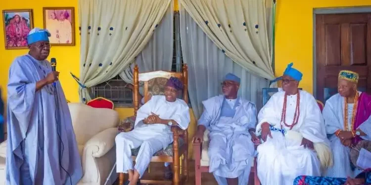 *President Bola Tinubu addressing Afenifere leaders in Akure