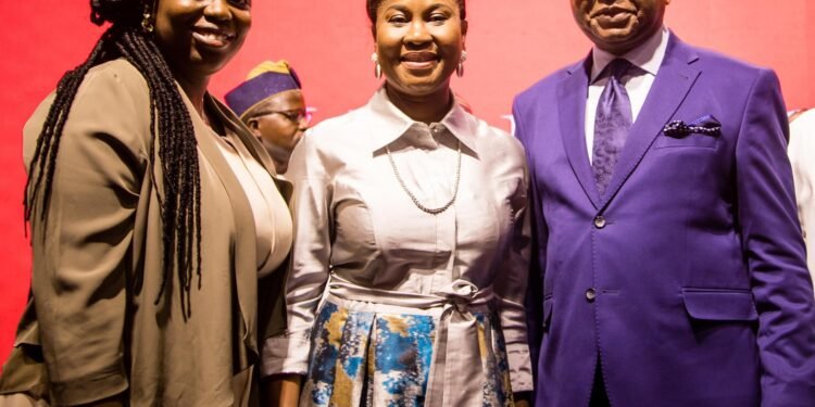 L`-R Head, Performance Marketing, Moniepoint, Tomisin Araoye; Managing Director, First City Monument Bank, Yemisi Edun; and Former Deputy Governor, Central Bank of Nigeria (CBN), Prof. Kingsley Moghalu at the 16th LEADERSHIP Conference and Awards in Transcorp Hilton in Abuja recently.