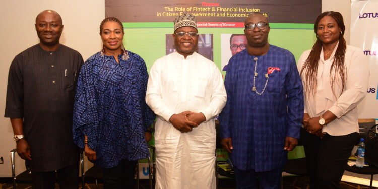*L-R: Dr. Agada Apochi, Group MD/CEO, Unified Payment Services Limited; Mrs. Adekunbi Ademiluyi, MD/CEO, HumanManager Limited; Dr. Umaru Kwairanga, Group Chairman, Nigerian Exchange Group (NGX); Prince Cookey, Publisher/Editor-in-Chief, Business Journal Media Group and Mrs. Joy Utubor of Securities & Exchange Commission (SEC Nigeria) at the maiden Nigeria Fintech & Financial Inclusion Roundtable 2024 in Lagos.