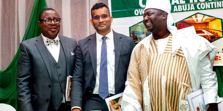 *L R : Independent Non-executive Director, Capital Hotel Plc, owners of  Abuja Continental Hotel ( formerly  Sheraton  Hotel Abuja), Nurudeen Abubakar ; Managing Director, Ravi Bachu ; and  Non-executive Director, Abdulkadir Aminu during the 43rd Annual General Meeting of the company in Abuja  .